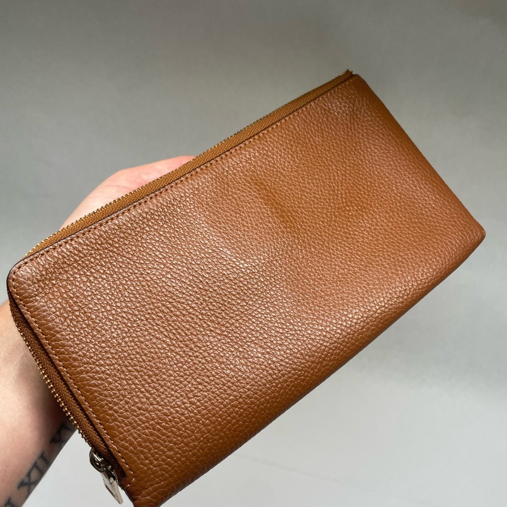 Coach Double Zip Wallet Wristlet – Chestnut Brown Pebbled Leather w/ Tags - Picture 9 of 15